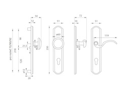 Zpevněné kování MI - LYON / RAMA K OGS - Bronz česaný matný