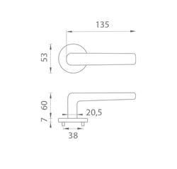 Klika na dveře AT - INULA - R 7S OC - Chrom lesklý