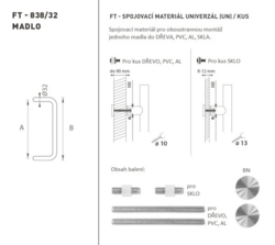 Madlo na dveře FT - MADLO kód K38 Ø 32 mm UN ks BN - Broušená nerez