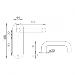 Klika na dveře MP - COSLAN SPECIÁL - SOK BN - Broušená nerez