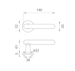 Klika na dveře AS - ASTERIA - R 5S OC - Chrom lesklý