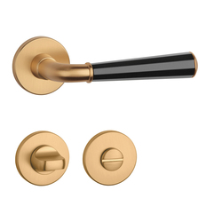 Klika na dveře ASM - MARIGOLD 3 - R 7S OLS/BS/OLS - Mosaz broušená / černá matná / mosaz broušená