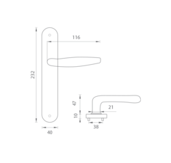 Klika na dveře FO - ELEMENT OCS - Chrom broušený