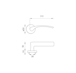 Klika na dveře FO - LAURA 2 - R OLS - Mosaz broušená