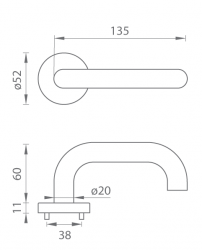 Klika na dveře TI - COSLAN - R 2000 BN - Broušená nerez (16)