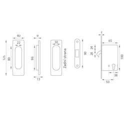 JNF - Set na posuvné dveře - PZ / D - HR BN - Broušená nerez