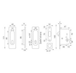 FT - Set na posuvné dveře hranatý - BB / D BS - Černá matná
