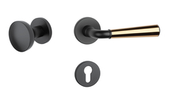 Klika na dveře ASM - MARIGOLD 3 - R 7S BS/OLV/BS - Černá matná / mosaz leštěná lakovaná / černá matná