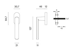 Klika na eurookno AT - DK - FRAGOLA - R OLS - Mosaz broušená