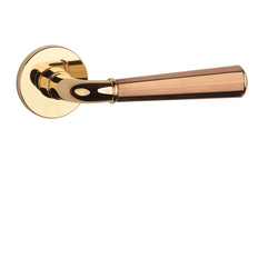 Klika na dveře ASM - MARIGOLD 3 - R 7S OLV/CUM/OLV - Mosaz leštěná lakovaná / měď matná / mosaz leštěná lakovaná