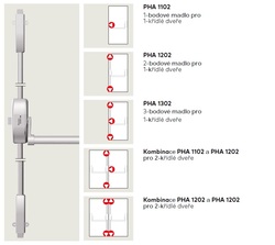 DK - PANIKOVÉ KOVÁNÍ PHA 1102/1202 - 3-bodové zajištění D2/1H-1D-1B Stříbrná