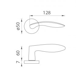 Klika na dveře BA - CLAUDIA - R BS - Černá matná