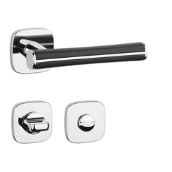 Klika na dveře AS - DAVIDIA - QR 7S OC - ​​Chrom lesklý / černá kůže