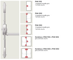 DK - PANIKOVÉ KOVÁNÍ PHA 1102 - 1-bodové zajištění D1/1B BN - Broušená nerez
