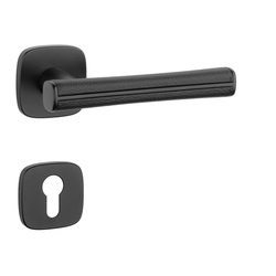 Klika na dveře AS - DAVIDIA - QR 7S BS - Černá matná / černá kůže