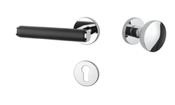 Klika na dveře AS - EGERIA - R 7S OC - ​​Chrom lesklý / černá kůže