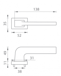 Klika na dveře TI - SUPRA - RT 3097RT OC - ​​Chrom lesklý (03)