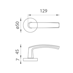 Klika na dveře BA - MIRA - R F1 - Stříbrný elox