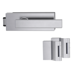 GK - PURISTO S - ZÁMEK na sklo s klikou CUBICO - UV (vč. závěsů) BN - Broušená nerez (71)