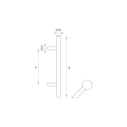 Madlo na dveře FT - MADLO kód K10 Ø 30 mm ST ks BN - Broušená nerez