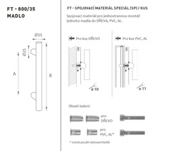 Madlo na dveře FT - MADLO kód K00 Ø 35 mm SP ks BN - Broušená nerez