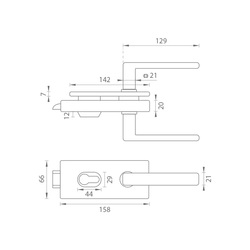 TI - ZÁMEK na sklo s klikou SONIA 4015 - PZ T - Titan (141)