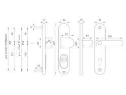 Bezpečnostní kování TI - LORD PLUS - 3212 CP - Chrom perla (18)