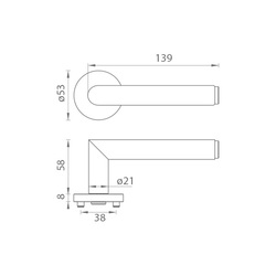 Klika na dveře GK - LUCIA SELECT - R Grafit černá / měď (52)