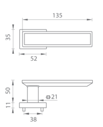 Klika na dveře TI - LINHA 3 Vario - RT 3039RT WS - Bílá matná (152)