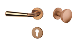 Klika na dveře ASM - MARIGOLD 3 - R 7S CUM/OLV/CUM - Měď matná / mosaz leštěná lakovaná / měď matná