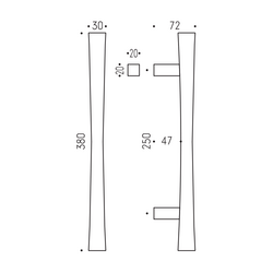 Madlo na dveře CB - MADLO NOA - 380/250 Chrom matný (CM)