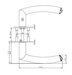 Klika na dveře GK - JETTE CRYSTAL PIATTA S - R - S2L s uzamykáním BN - Broušená nerez (71)