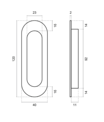 SH - MUŠLE OVÁL 1717 - bez otvoru BS - Černá matná