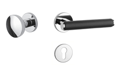 Klika na dveře AS - EGERIA - R 7S OC - ​​Chrom lesklý / černá kůže