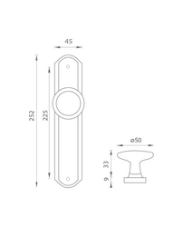 Koule na dveře NI - RAMA - KOULE NA ŠTÍTU OBA - Antik bronz