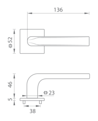 Klika na dveře TI - IDEAL - HR 4162Q 5S BS - Černá matná (153)