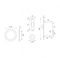 ATZ - Set na posuvné dveře kulatý 3910 WC BN - Broušená nerez