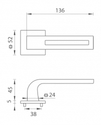 Klika na dveře TI - CINTO 2 - HR 3044Q 5S BS - Černá matná (153)