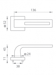 Klika na dveře TI - CINTO 2 - HR 3044Q OC - ​​Chrom lesklý (03)
