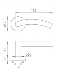 Klika na dveře TI - TARO - R 1977 NP - Nikl perla (142)