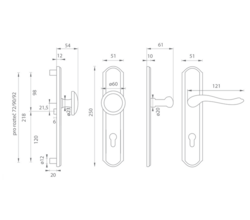Zpevněné kování MI - LYON/ROMEO - SO OLV/OLS - Mosaz leštěná lakovaná / mosaz broušená