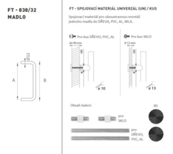 Madlo na dveře FT - MADLO kód K38 Ø 32 mm UN ks BS - Černá matná
