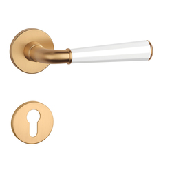 Klika na dveře ASM - MARIGOLD 3 - R 7S OLS/WS/OLS - Mosaz broušená / bílá matná / mosaz broušená