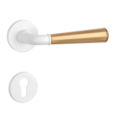 Klika na dveře ASM - MARIGOLD 2 - R 7S WS/OLS - Bílá matná / mosaz broušená