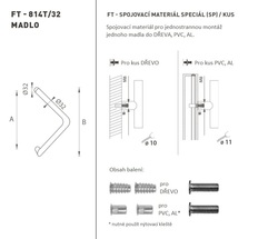 Madlo na dveře FT - MADLO kód K14T Ø 32 mm SP ks WS - Bílá matná