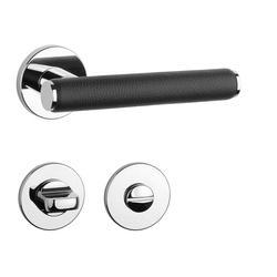 Klika na dveře AS - EGERIA - R 7S OC - ​​Chrom lesklý / černá kůže