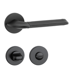 Klika na dveře AS - DETAZIA - R 7S BS - Černá matná / kůže