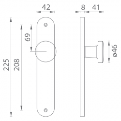 Koule na dveře BA - KOULE NA ŠTÍTU 2600 - S BS - Černá matná