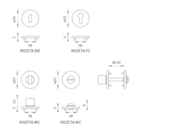 Rozeta ke klice MP - ROZETA - R 3SM BN/LN - Broušená nerez / leštěná nerez